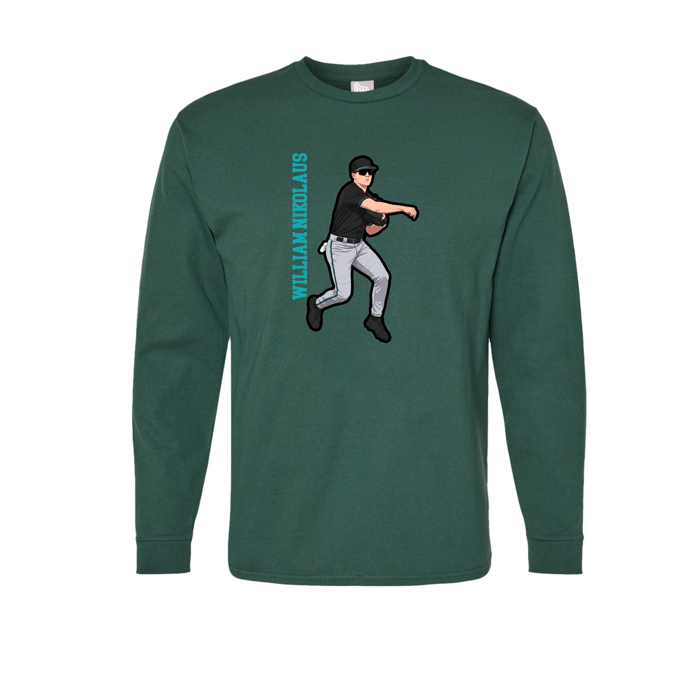 Long Sleeve Tee — Name Vertical in Green