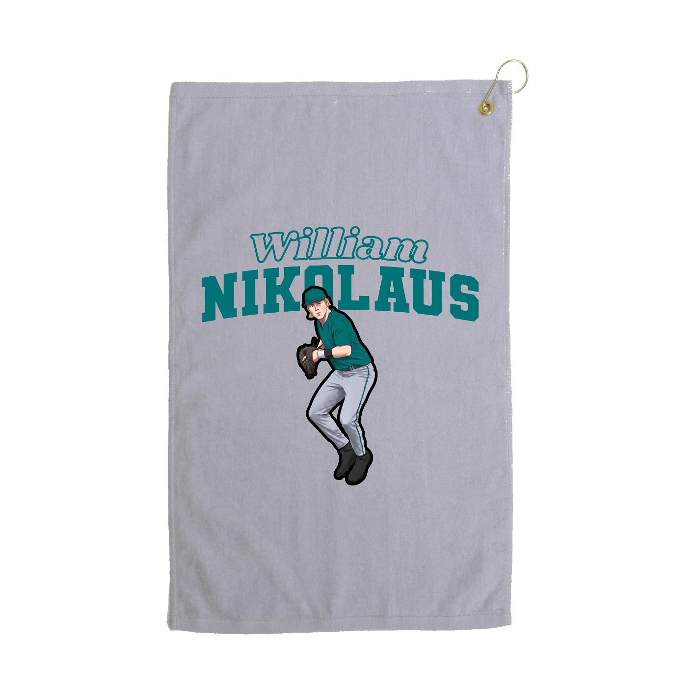 Golf Towel — Name Arch in Grey