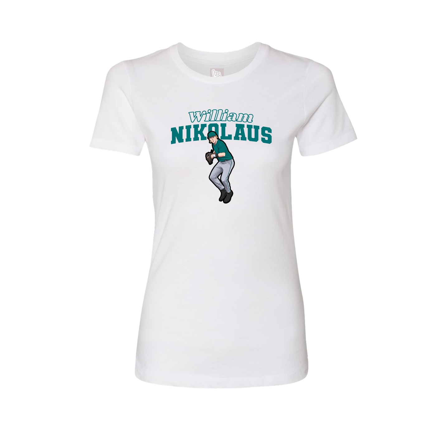 Fitted Women's Tee — Name Arch in White