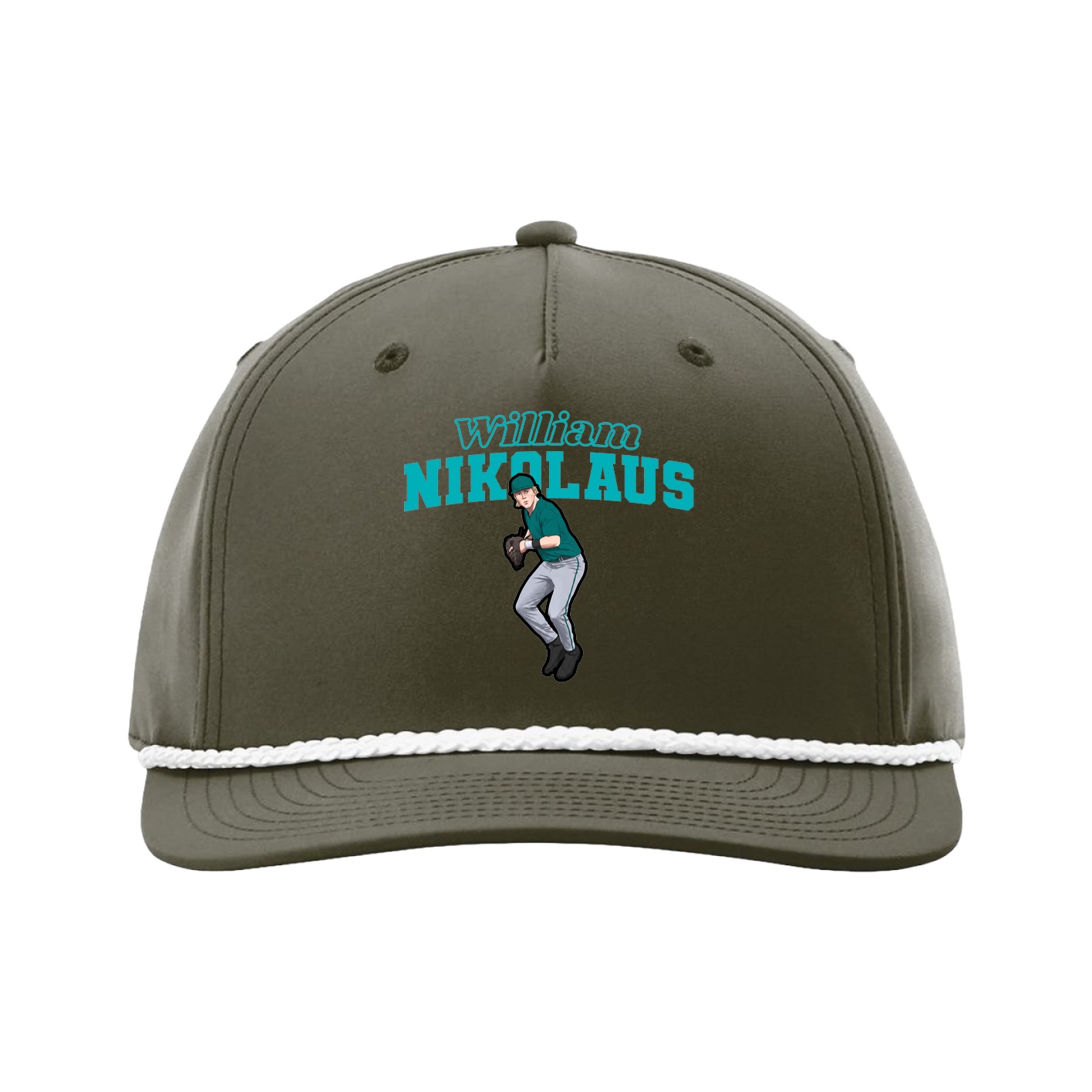 Five-Panel Classic Rope Cap — Name Arch in Green