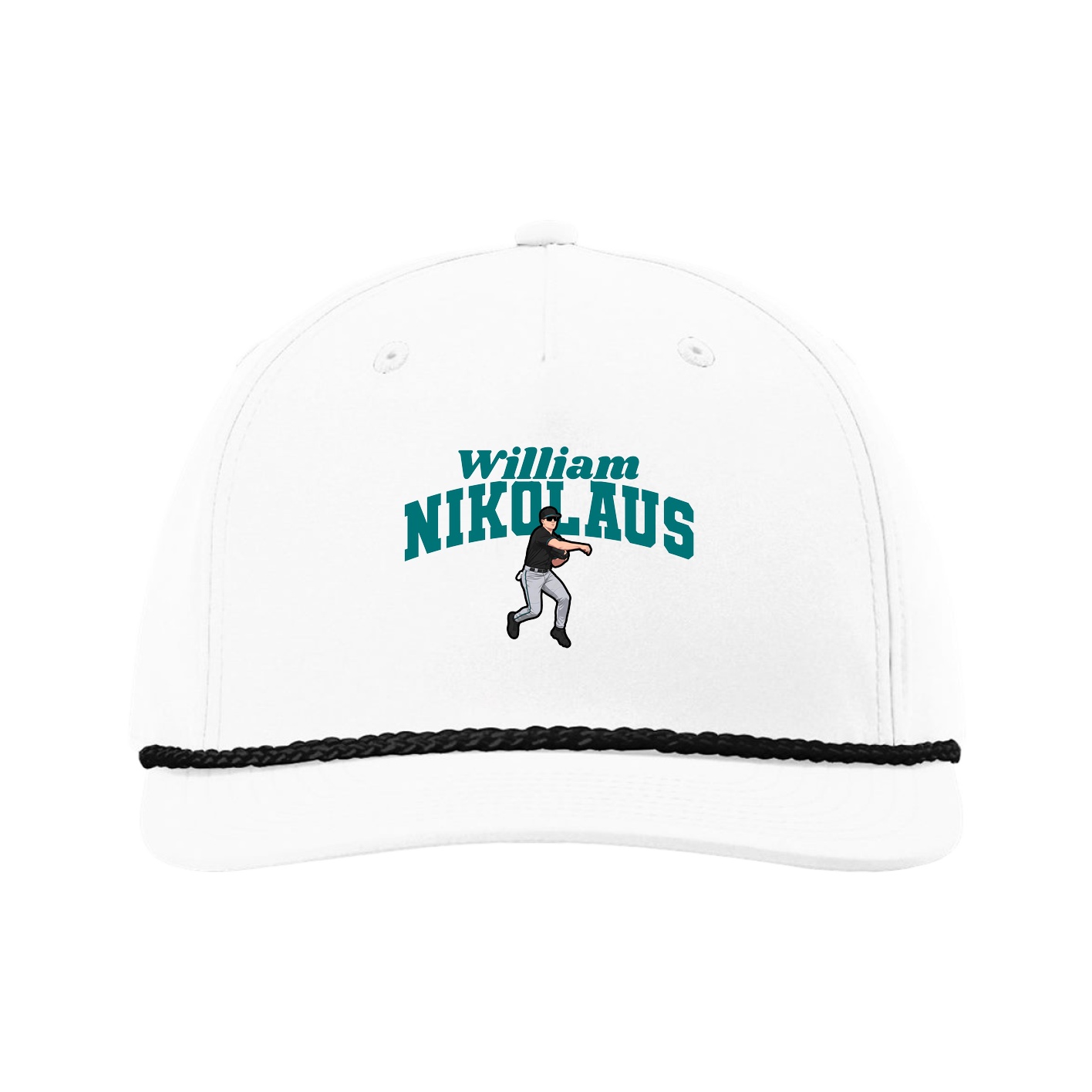 Five-Panel Classic Rope Cap — Signature Arch in White