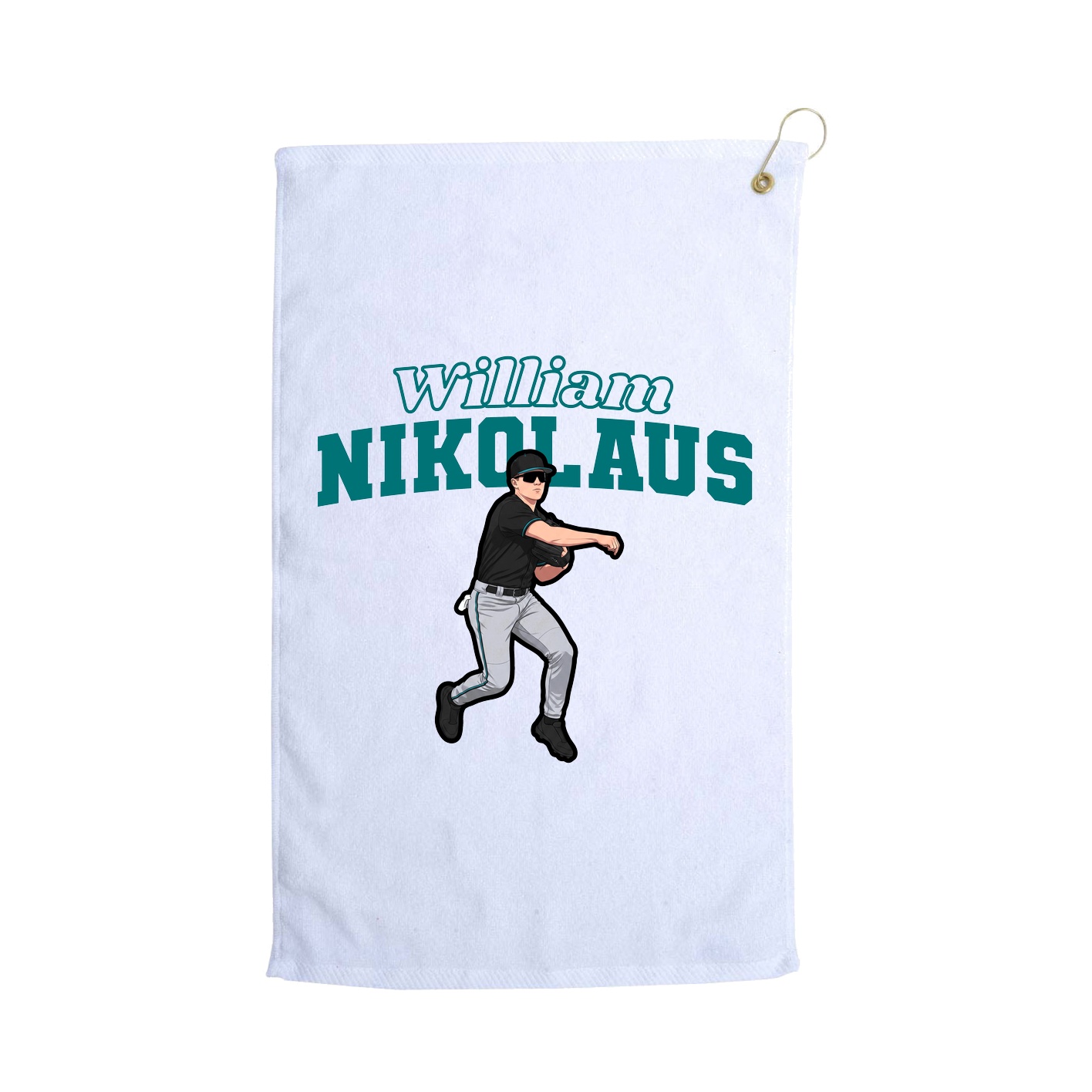 Golf Towel — Name Arch in White