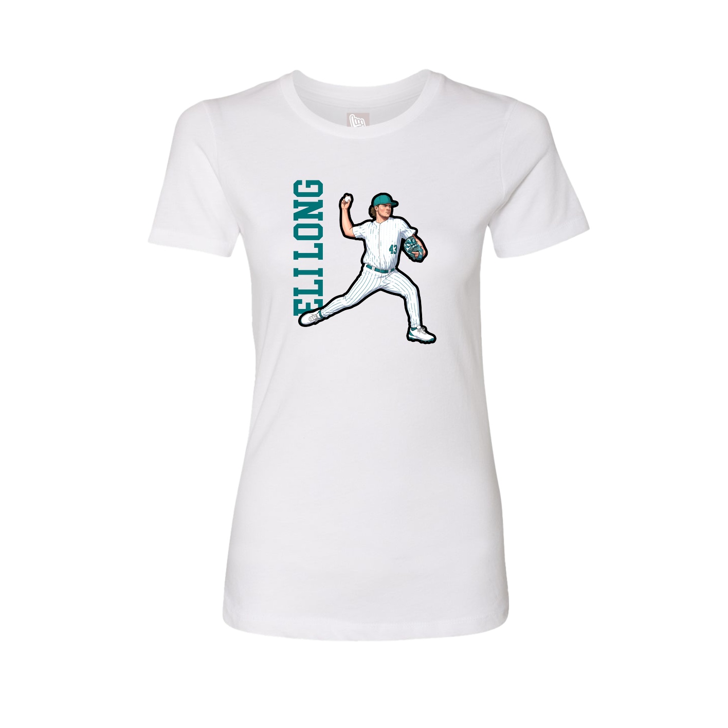Fitted Women's Tee — Name Vertical in White