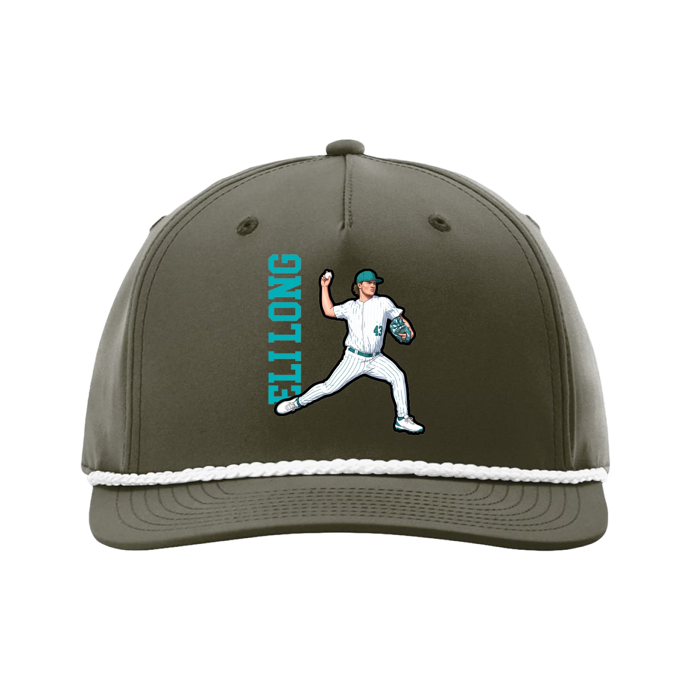Five-Panel Classic Rope Cap — Name Vertical in Green