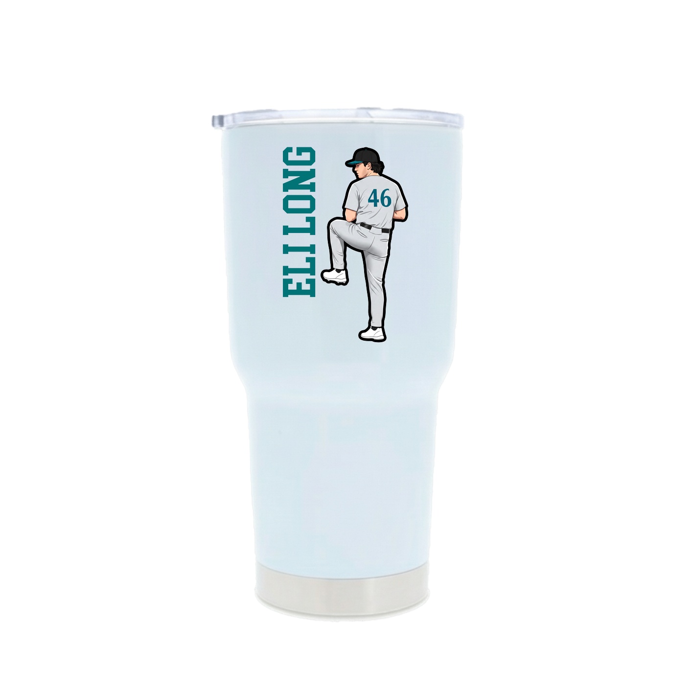 30oz Stainless Steel Tumbler — Name Vertical in White