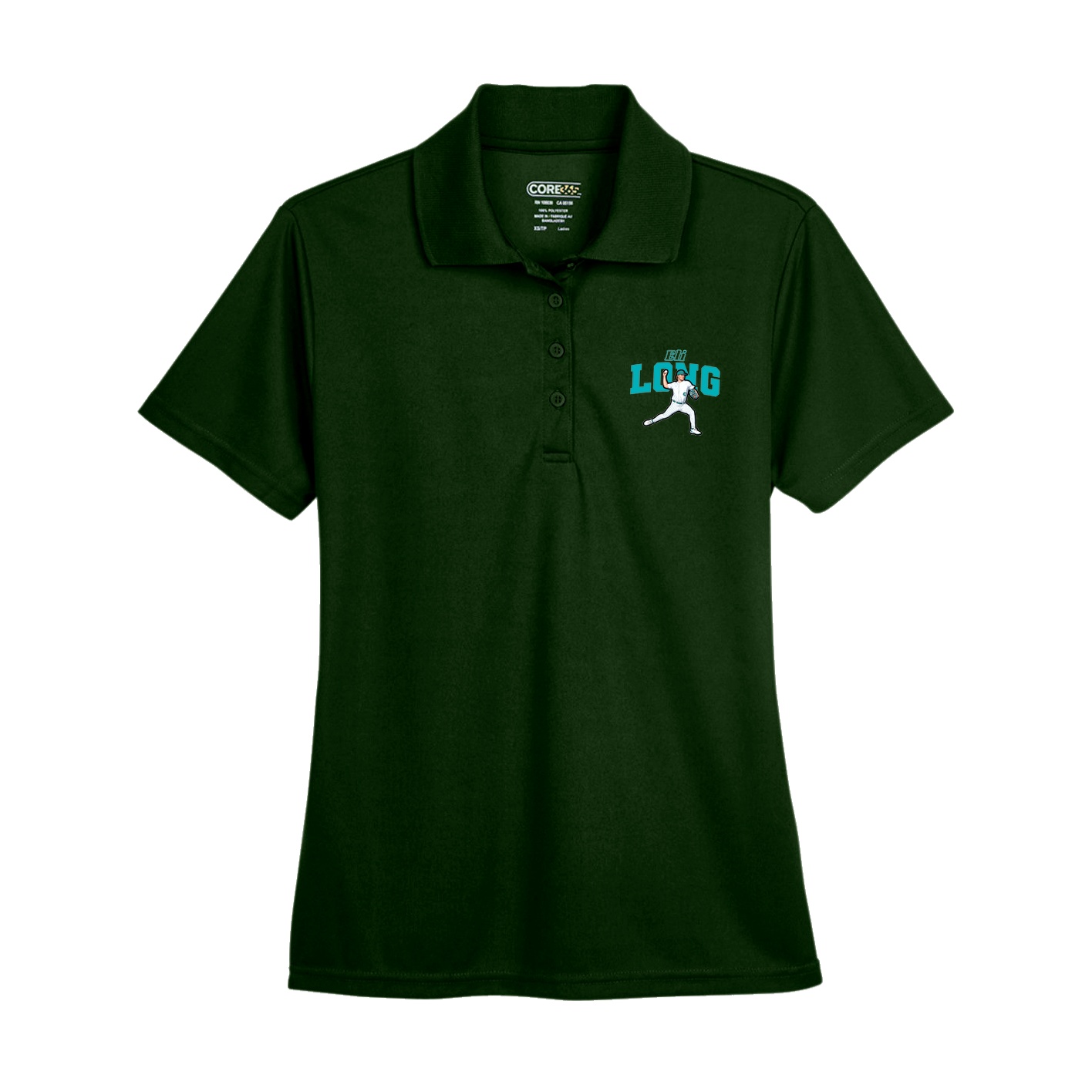 Womens Performance Polo — Name Arch in Green