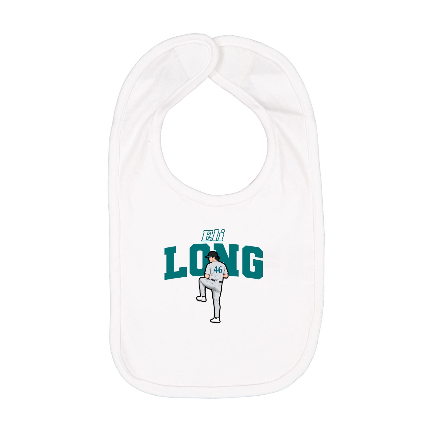 Infant Bib — Name Arch in White