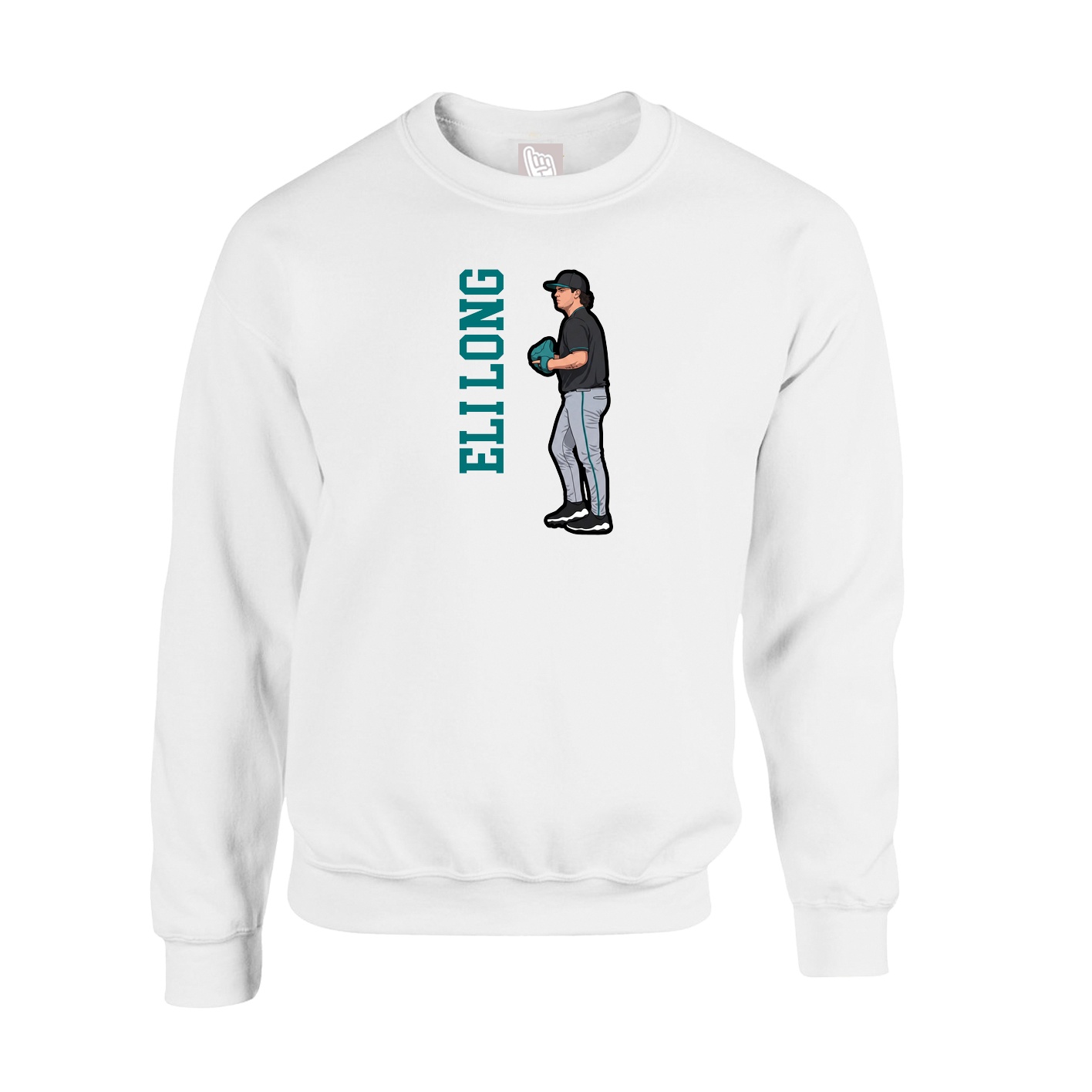Fleece Crew — Name Vertical in White