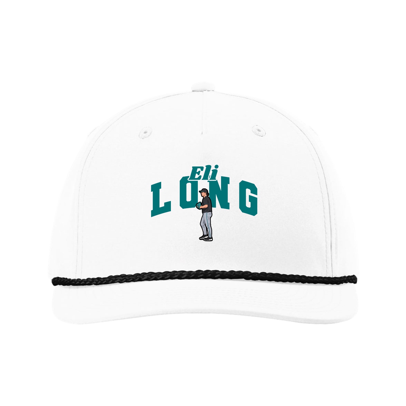 Five-Panel Classic Rope Cap — Signature Arch in White