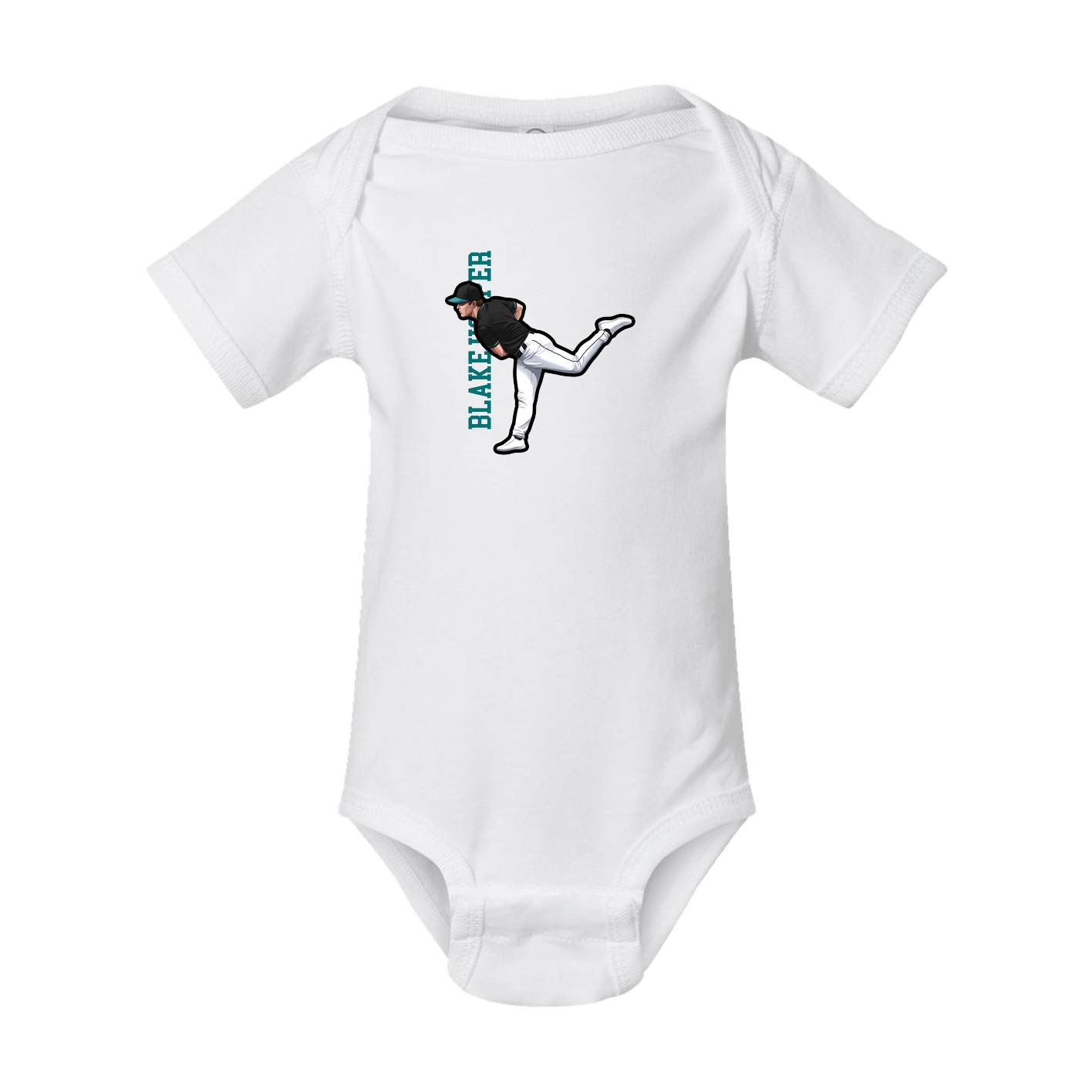 Baby Onesie — Name Vertical in White