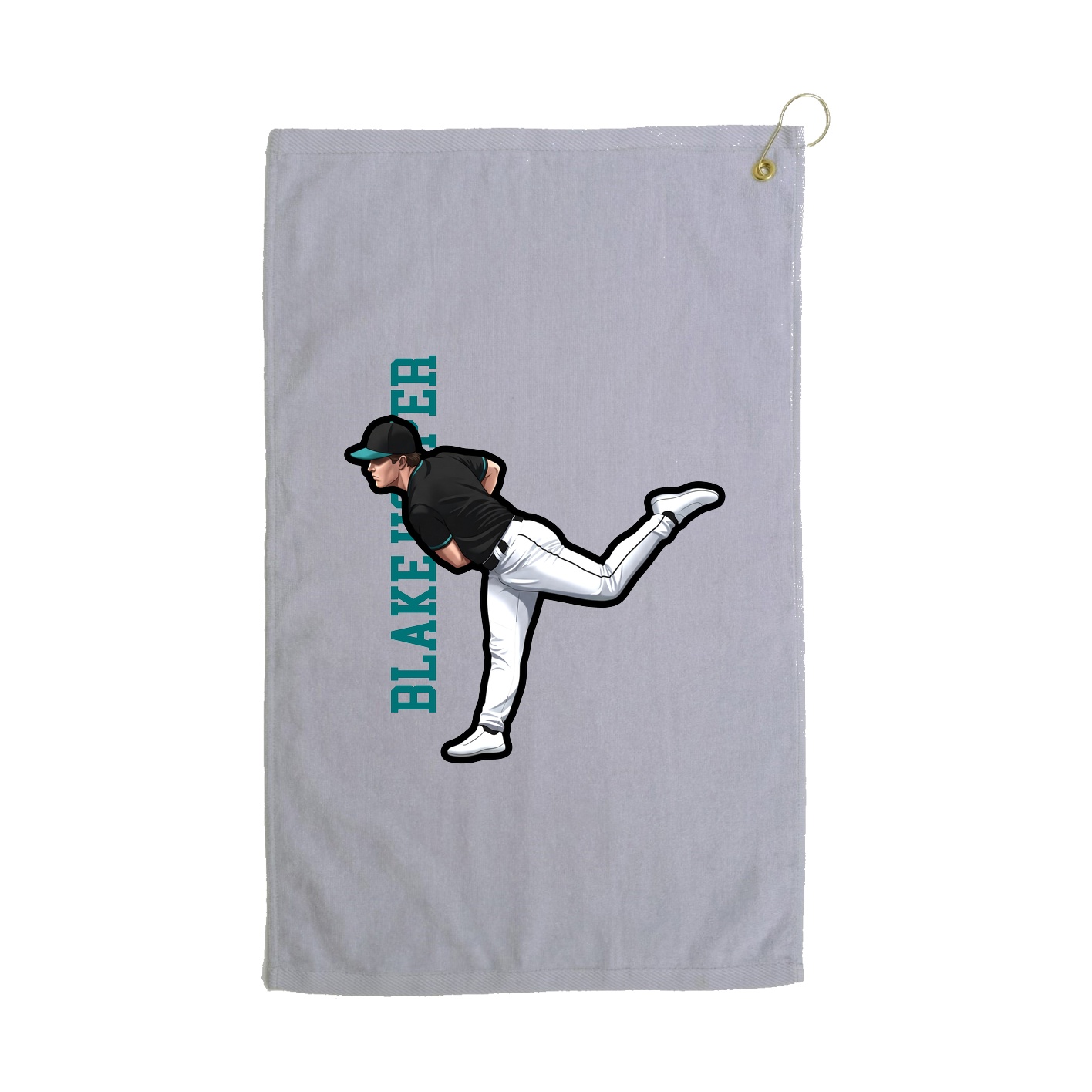 Golf Towel — Name Vertical in Grey