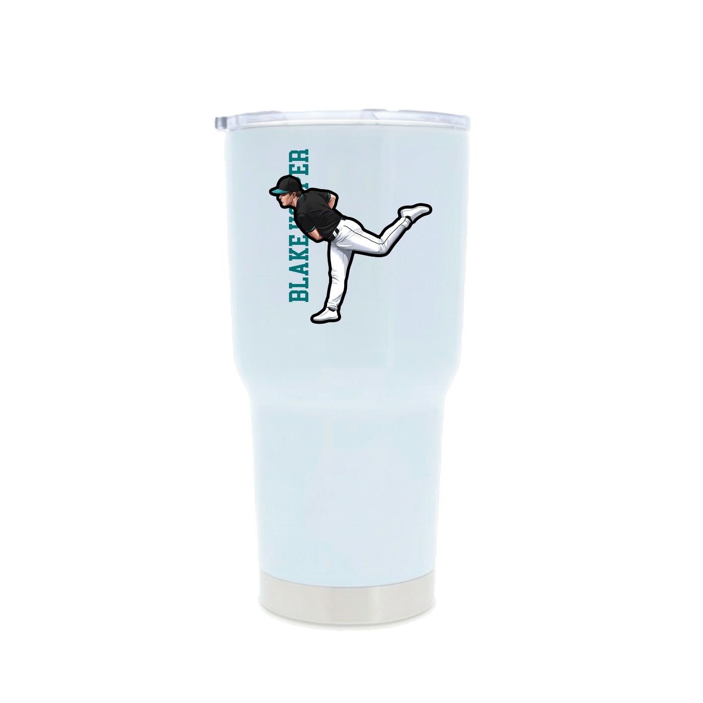 30oz Stainless Steel Tumbler — Name Vertical in White