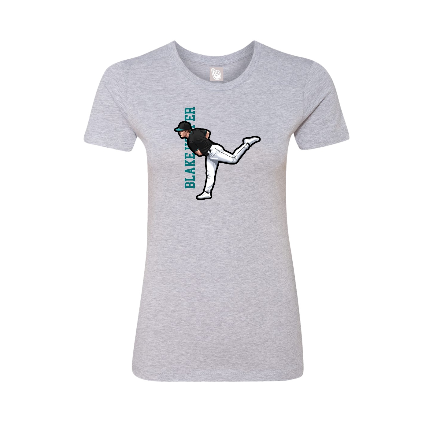 Fitted Women's Tee — Name Vertical in Grey