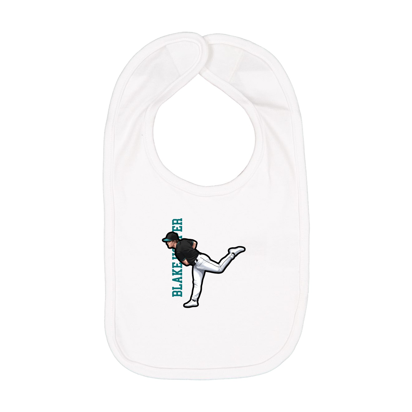 Infant Bib — Name Vertical in White