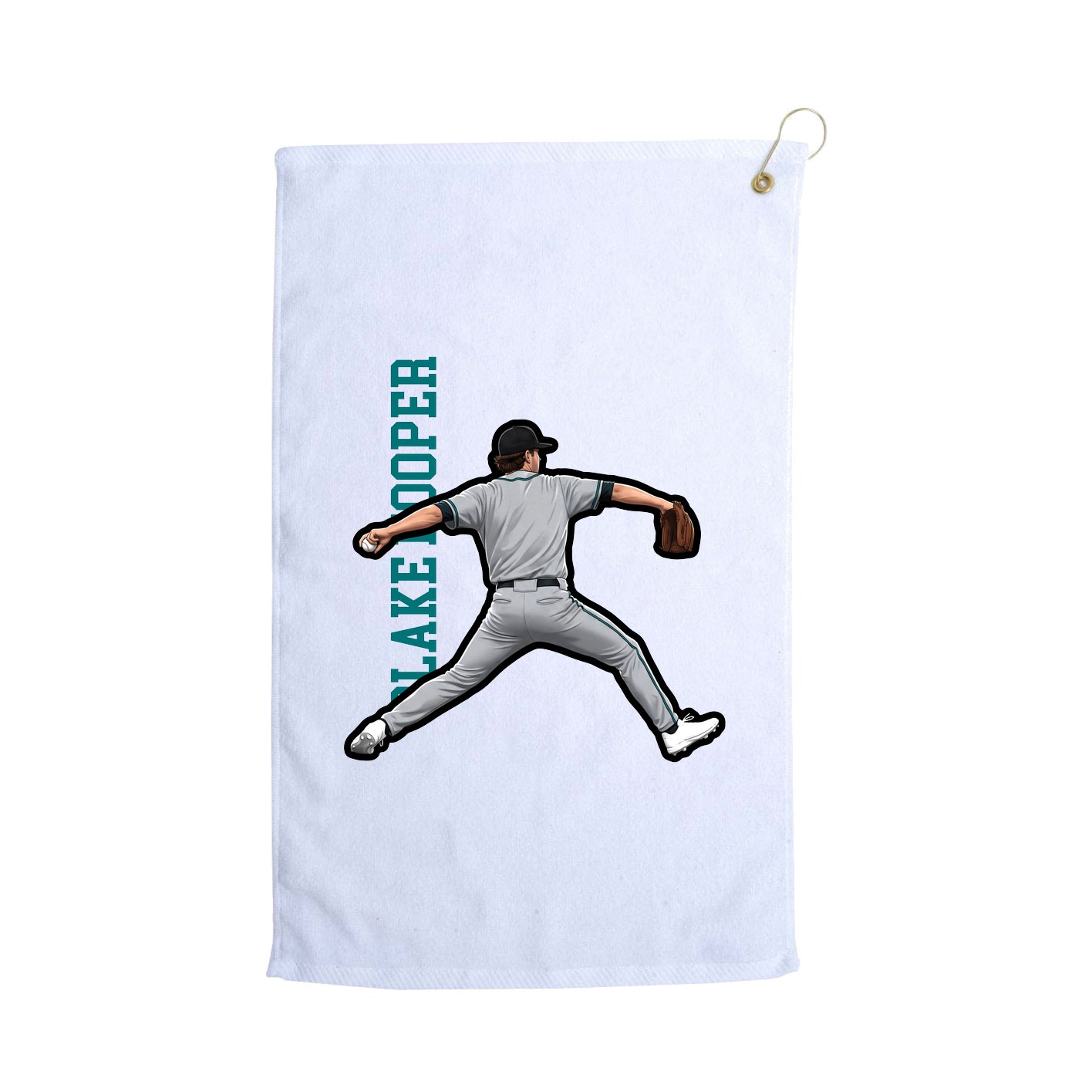 Golf Towel — Name Vertical in White