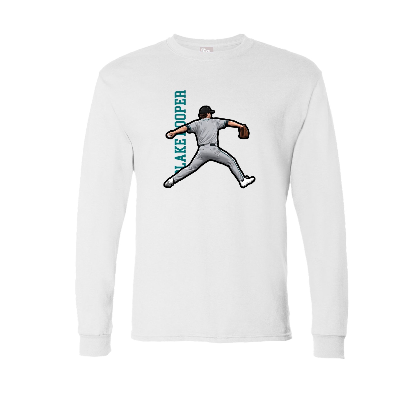 Long Sleeve Tee — Name Vertical in White