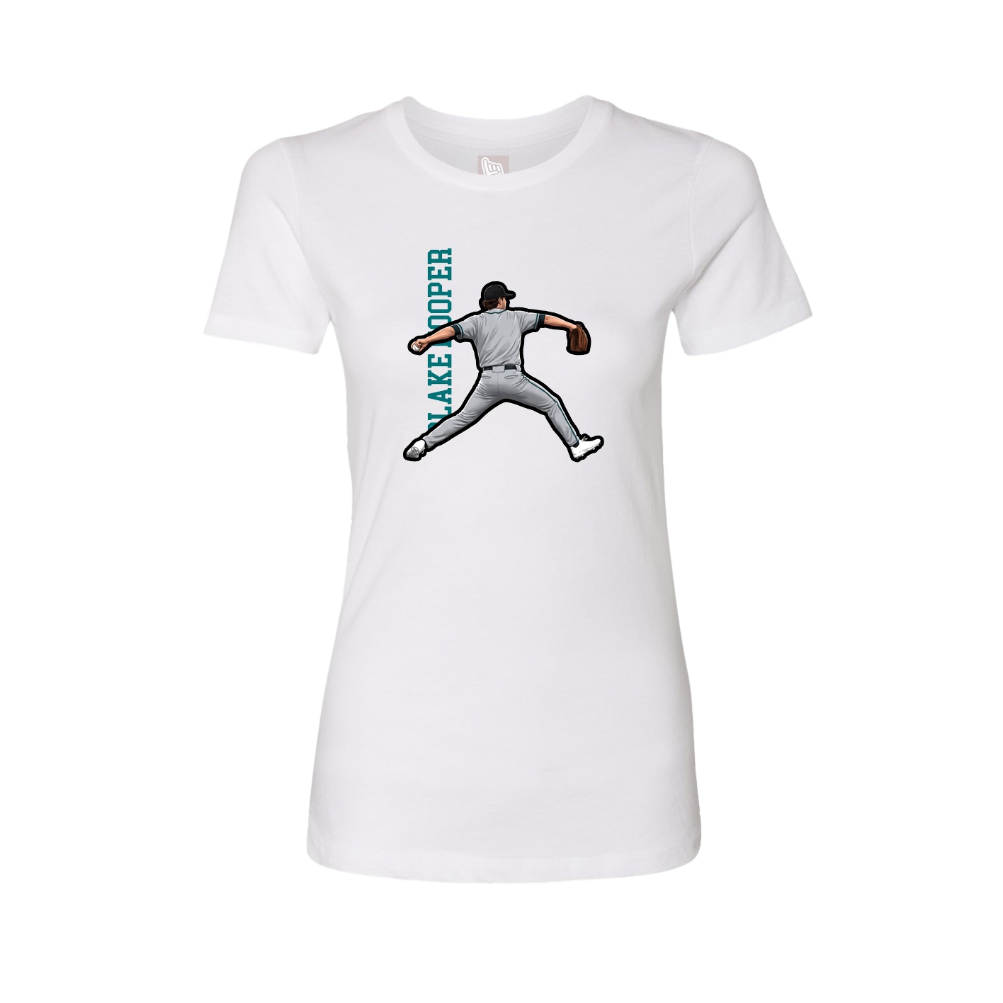 Fitted Women's Tee — Name Vertical in White
