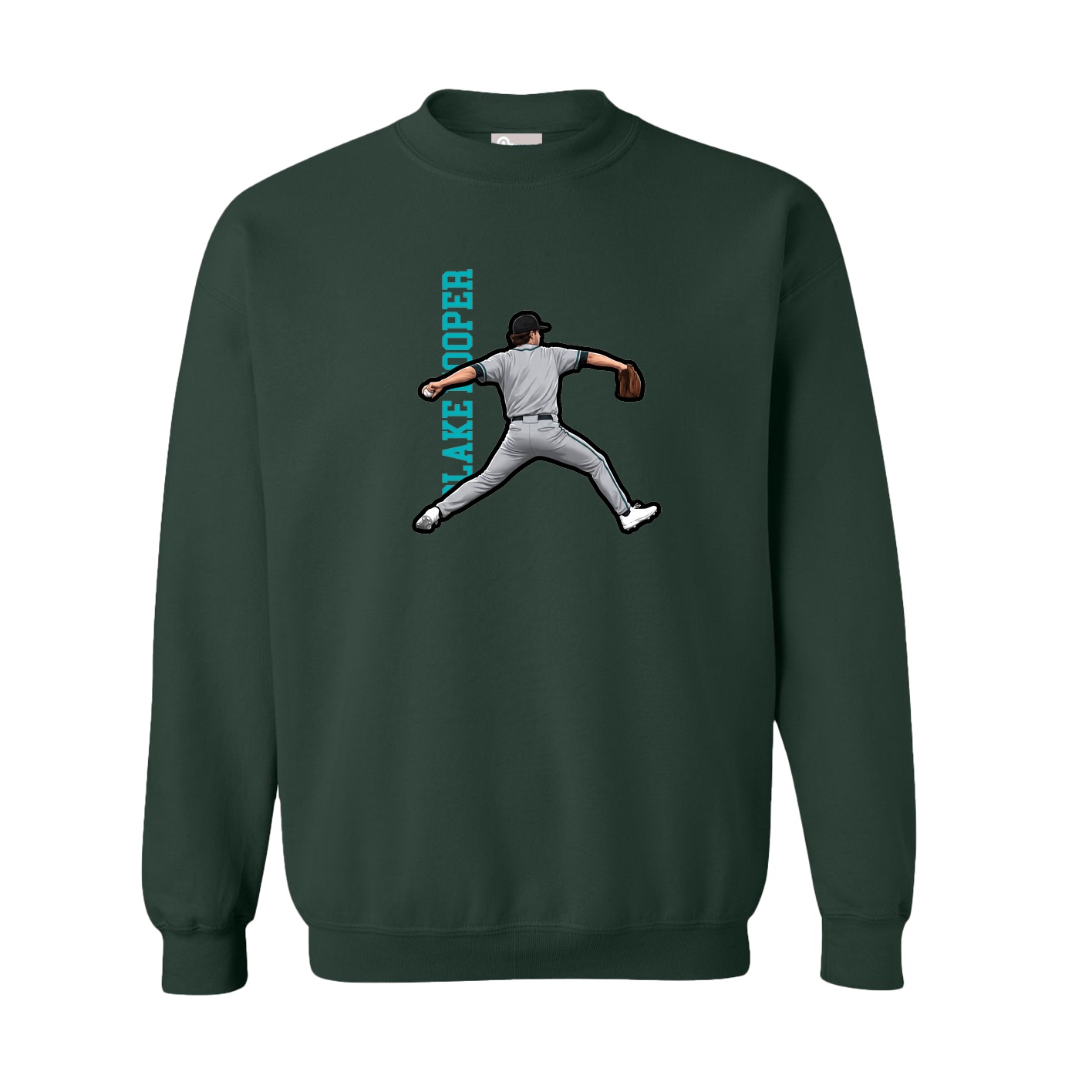 Fleece Crew — Name Vertical in Green