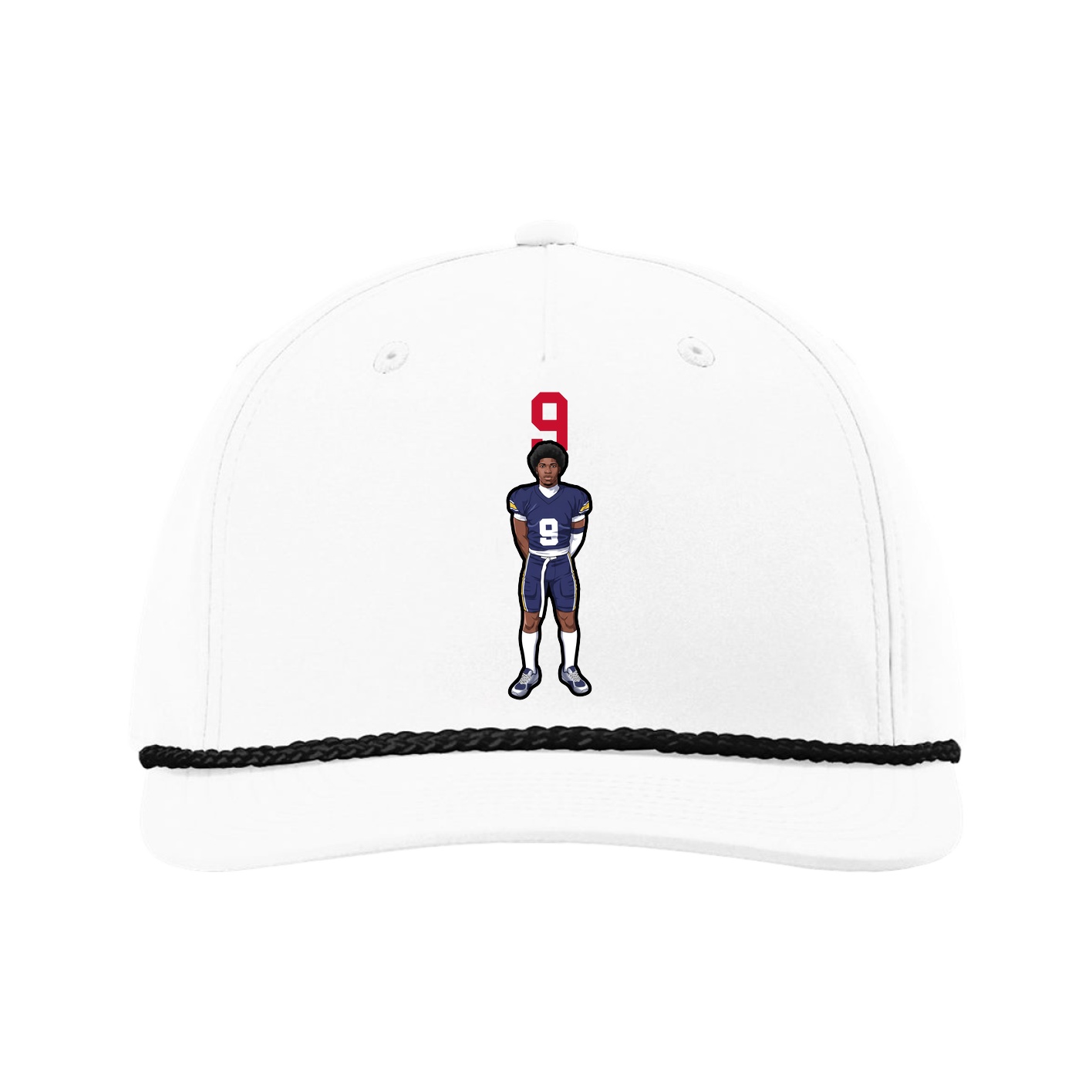 Five-Panel Classic Rope Cap — Number Top in White