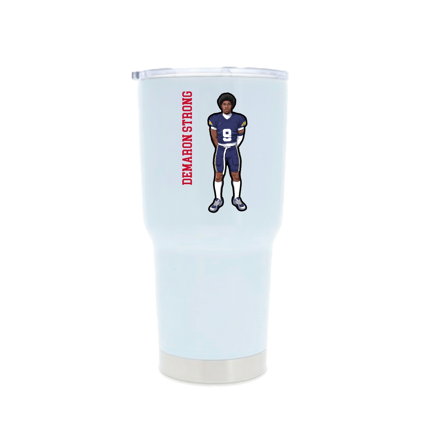 30oz Stainless Steel Tumbler — Name Vertical in White