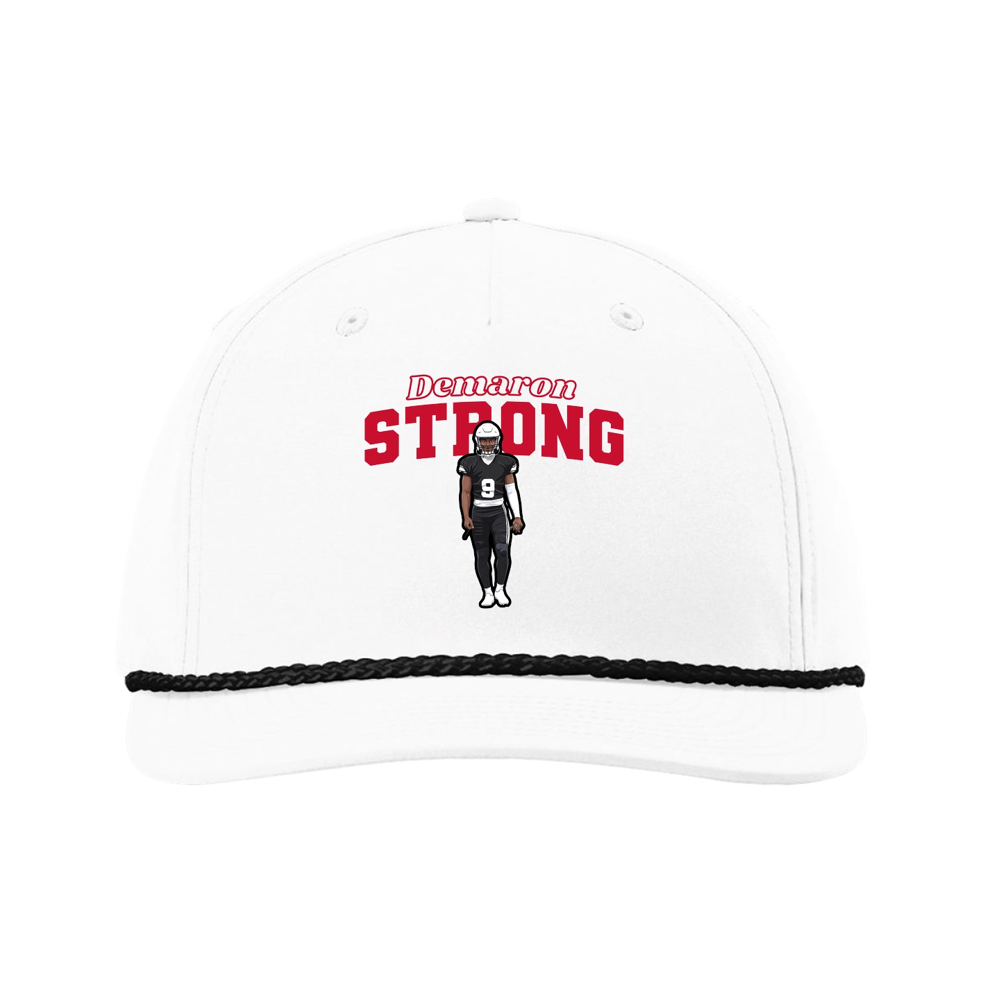 Five-Panel Classic Rope Cap — Name Arch in White