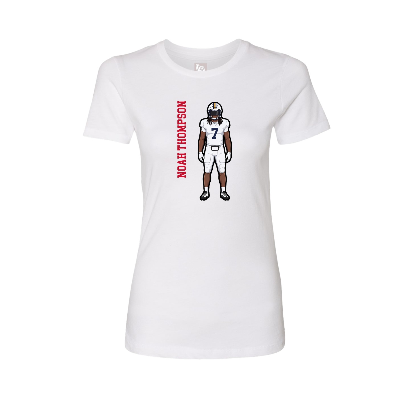 Fitted Women's Tee — Name Vertical in White