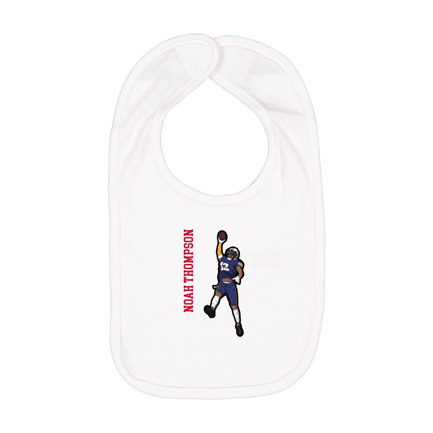 Infant Bib — Name Vertical in White