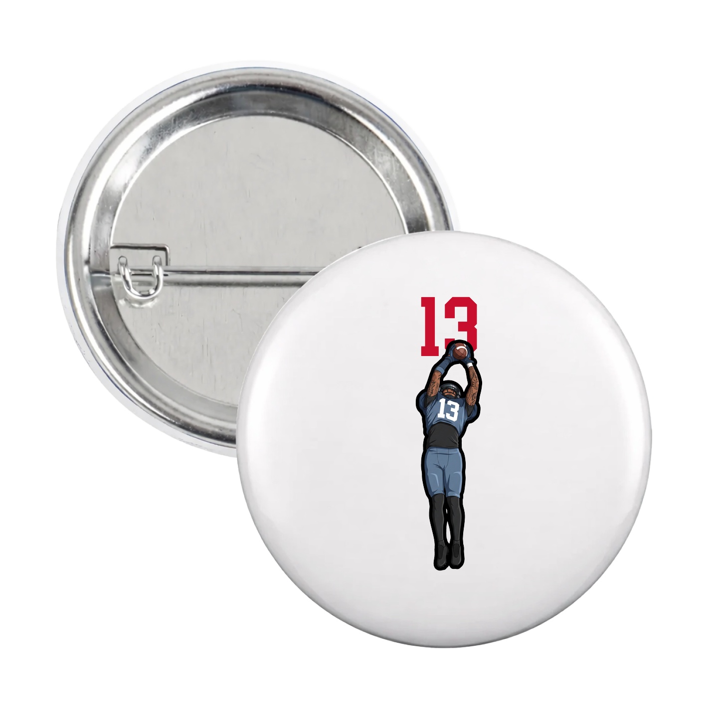 Game Day Button — Number Top in White