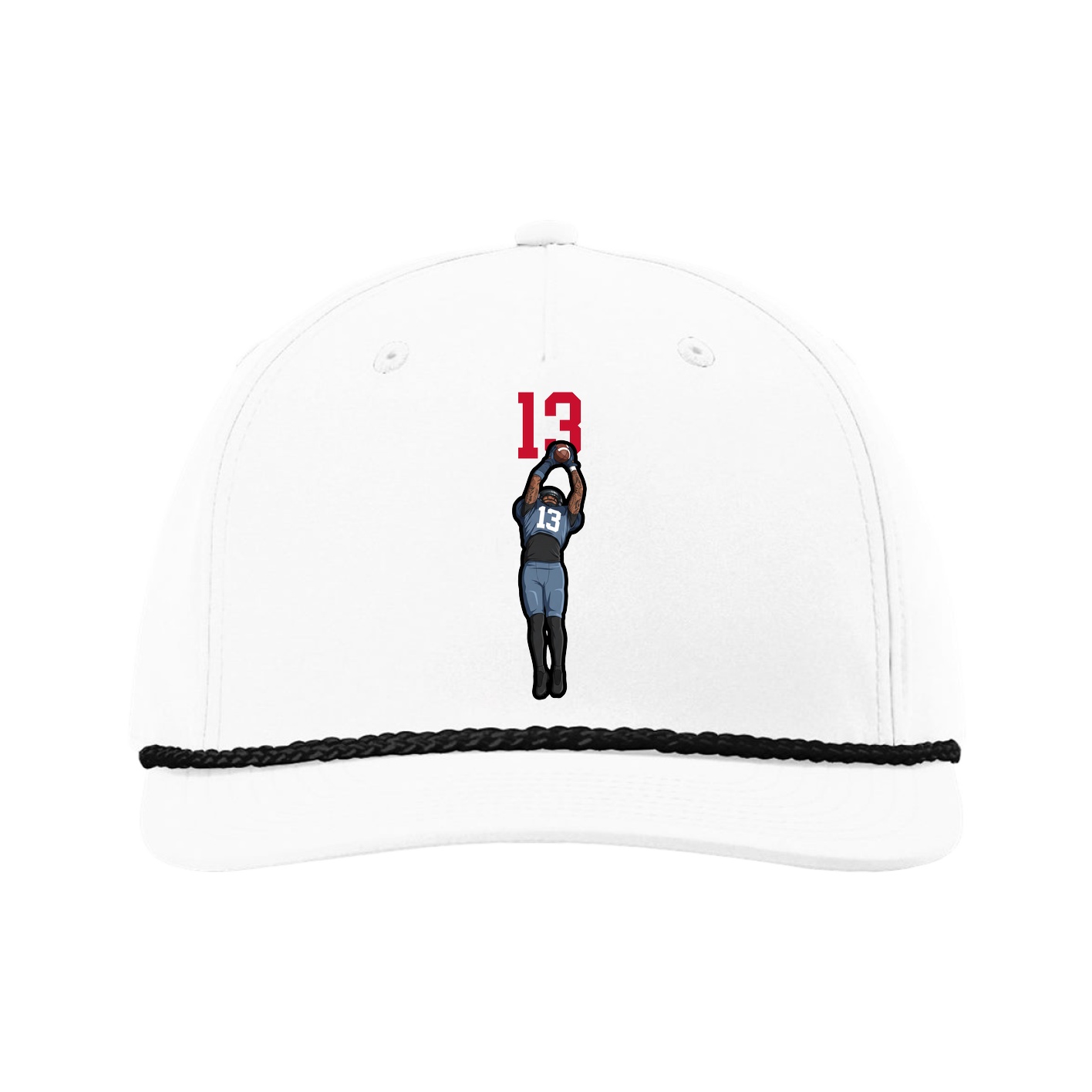 Five-Panel Classic Rope Cap — Number Top in White