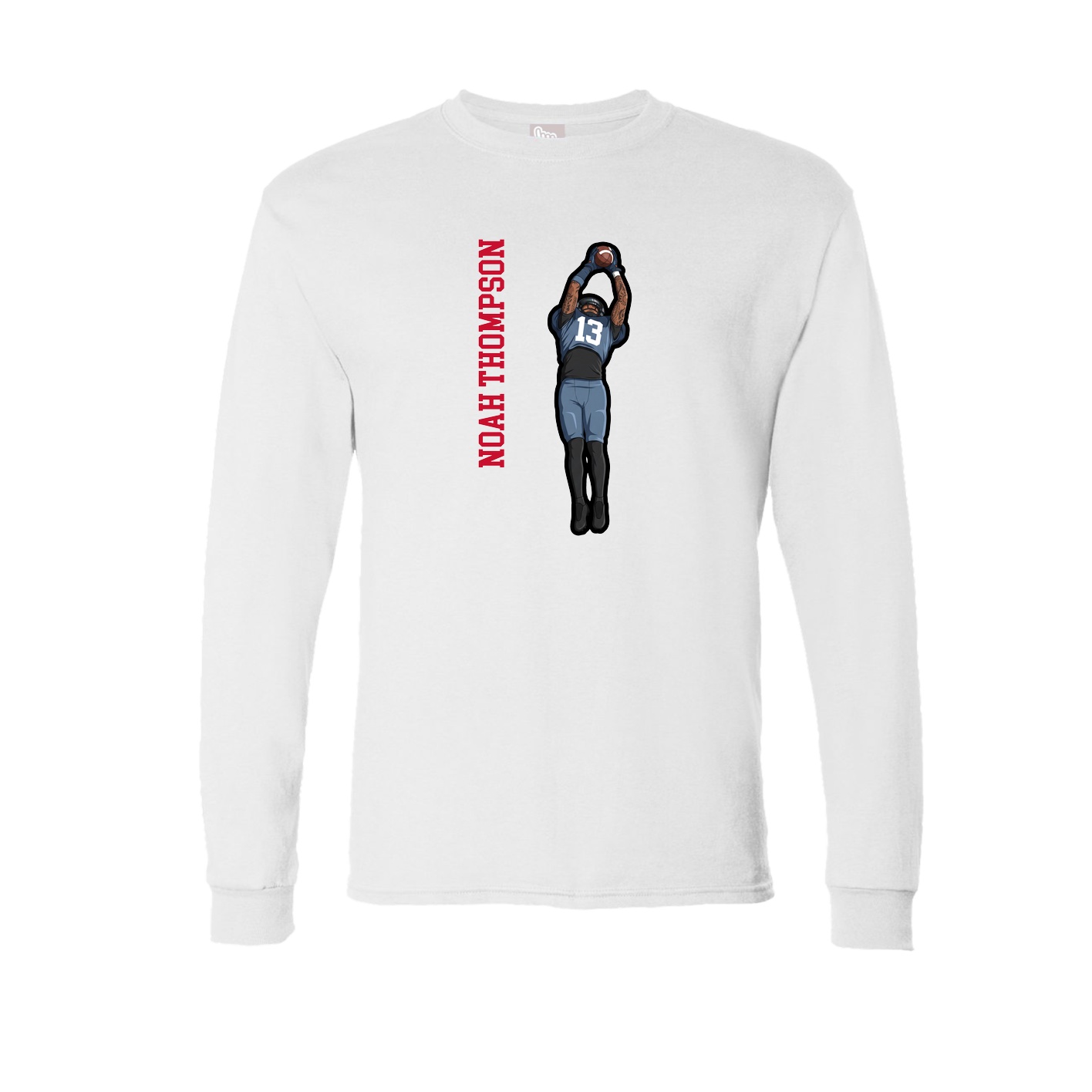 Long Sleeve Tee — Name Vertical in White
