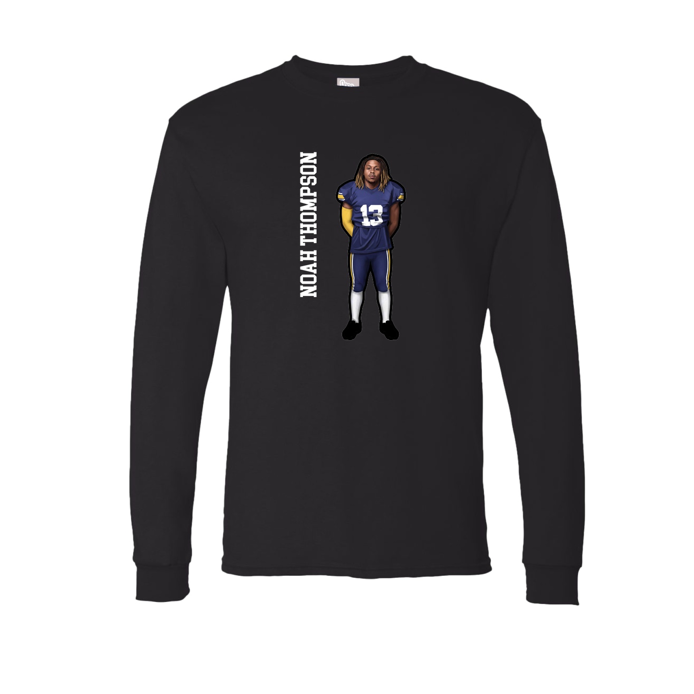 Long Sleeve Tee — Name Vertical in Black