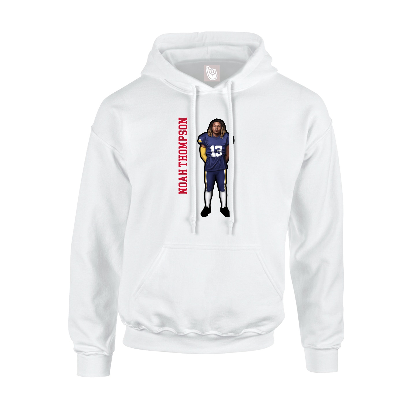 Youth Hoodie — Name Vertical in White