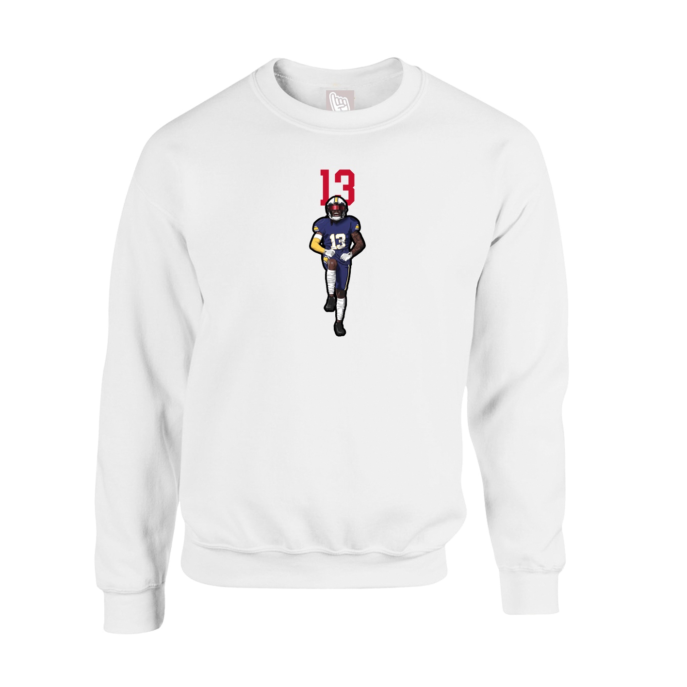 Fleece Crew — Number Top in White