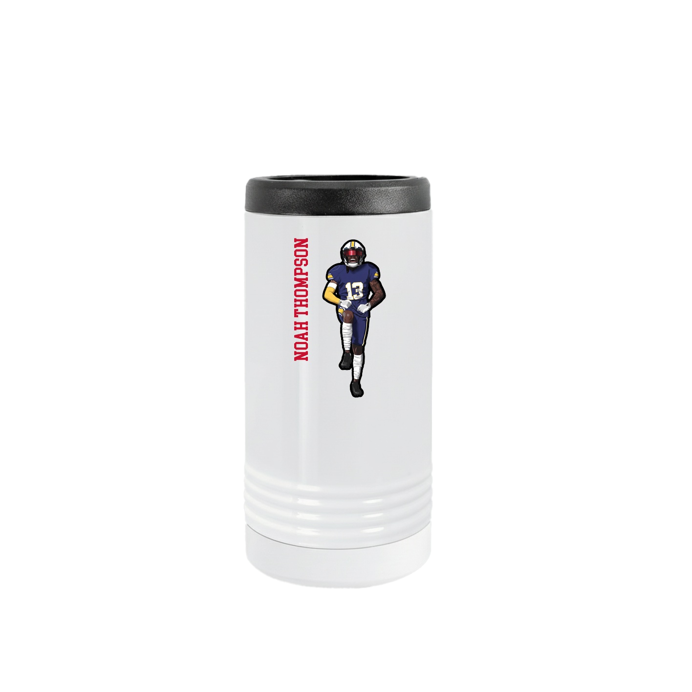Slim Beverage Holder — Name Vertical in White
