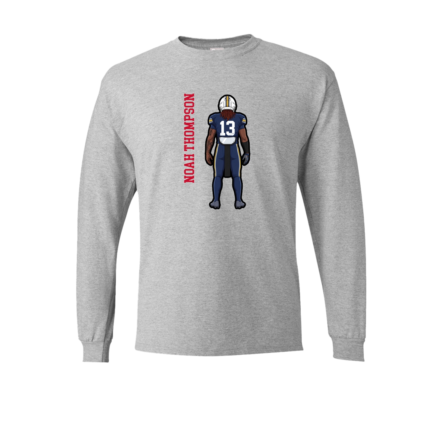 Long Sleeve Tee — Name Vertical in Grey