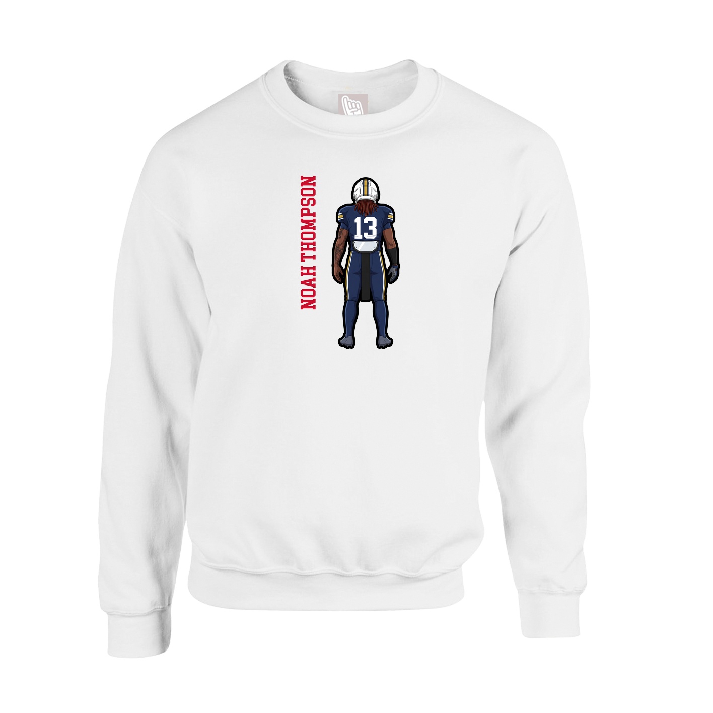 Fleece Crew — Name Vertical in White
