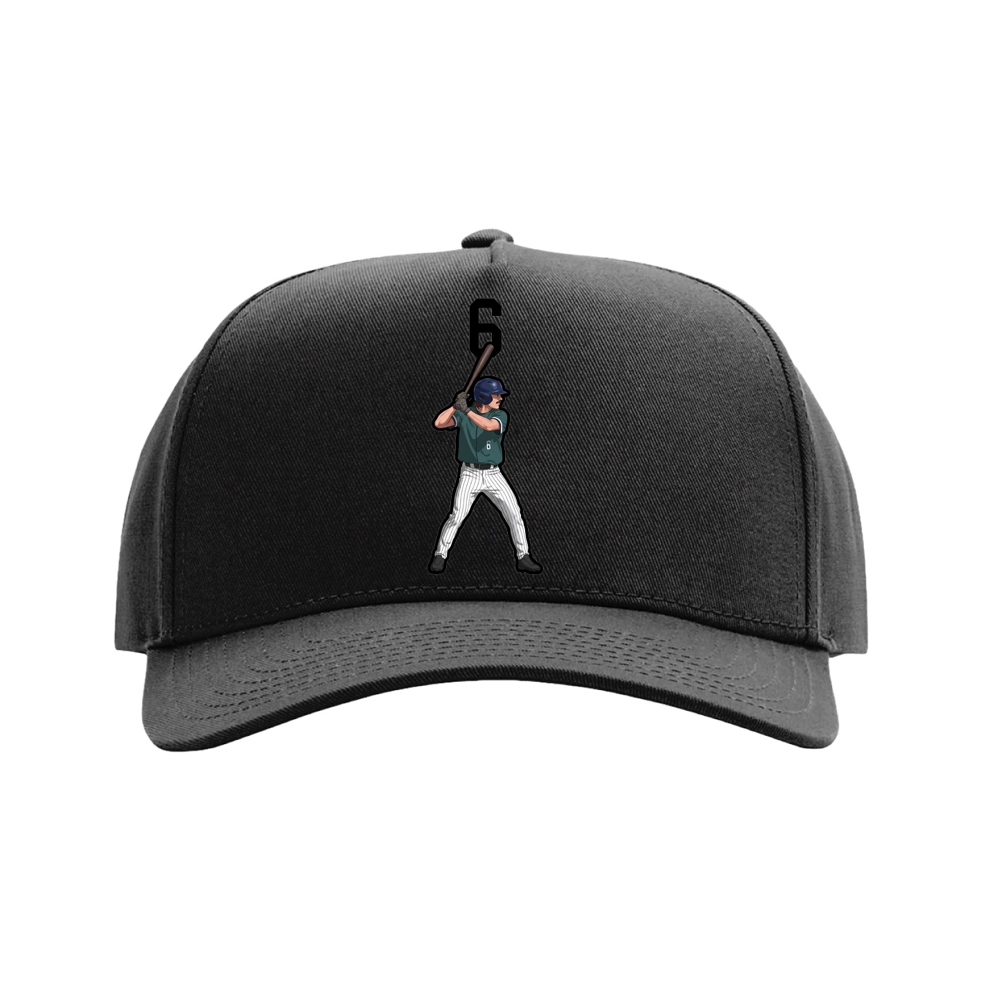 Full Fabric Five-Panel Champ Cap — Number Top in Black