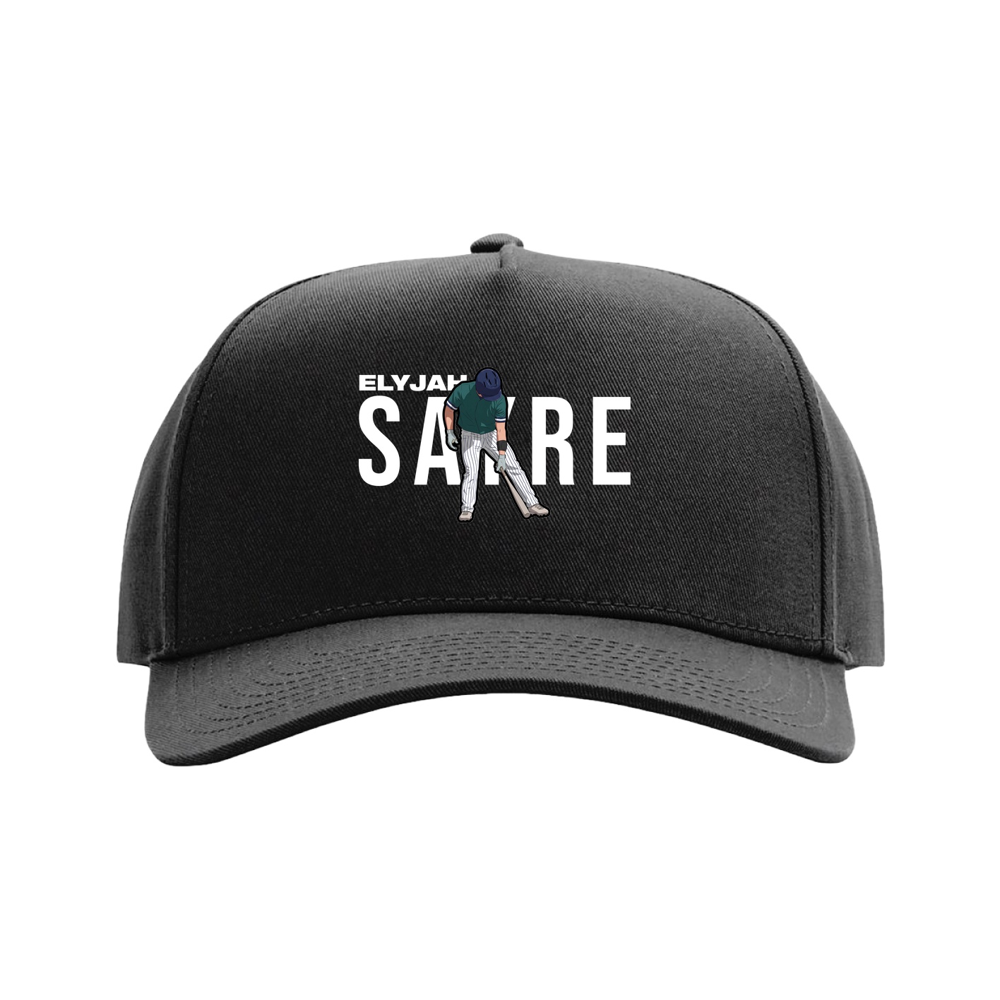 Full Fabric Five-Panel Champ Cap — Player Name in Black