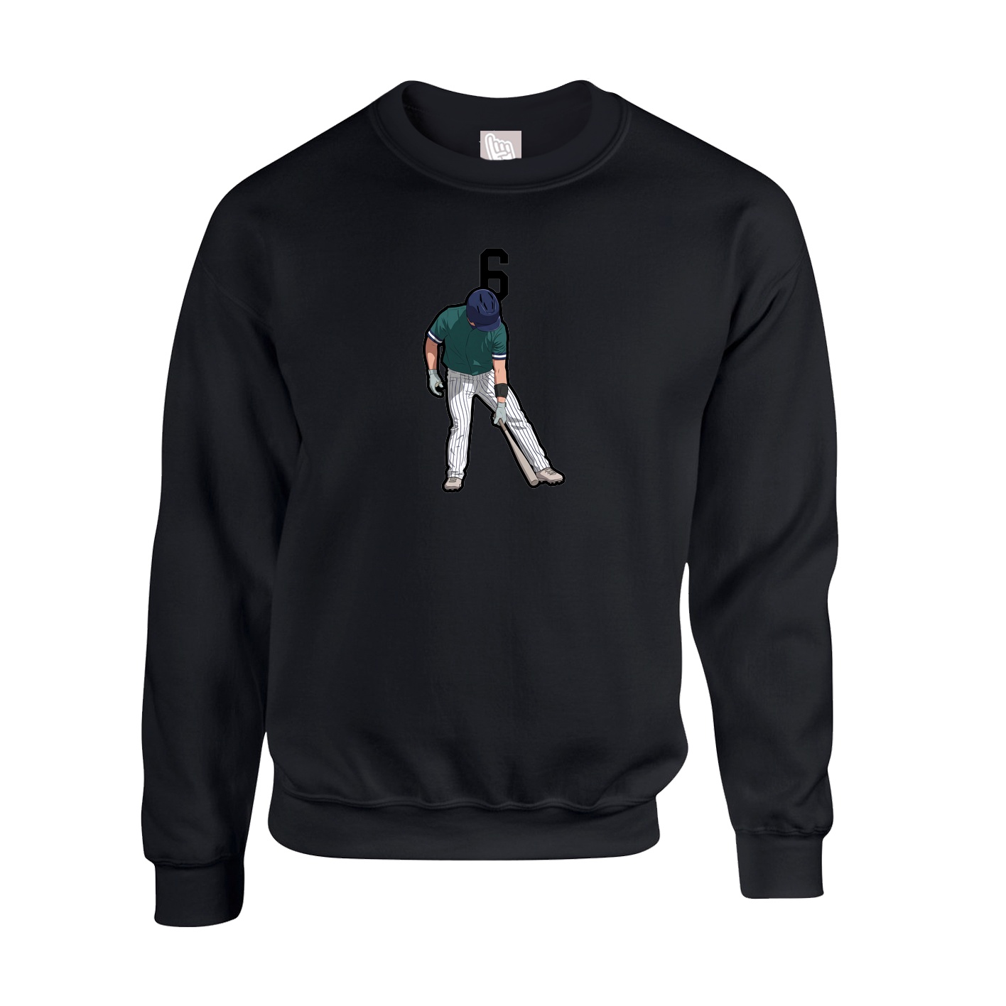 Fleece Crew — Number Top in Black