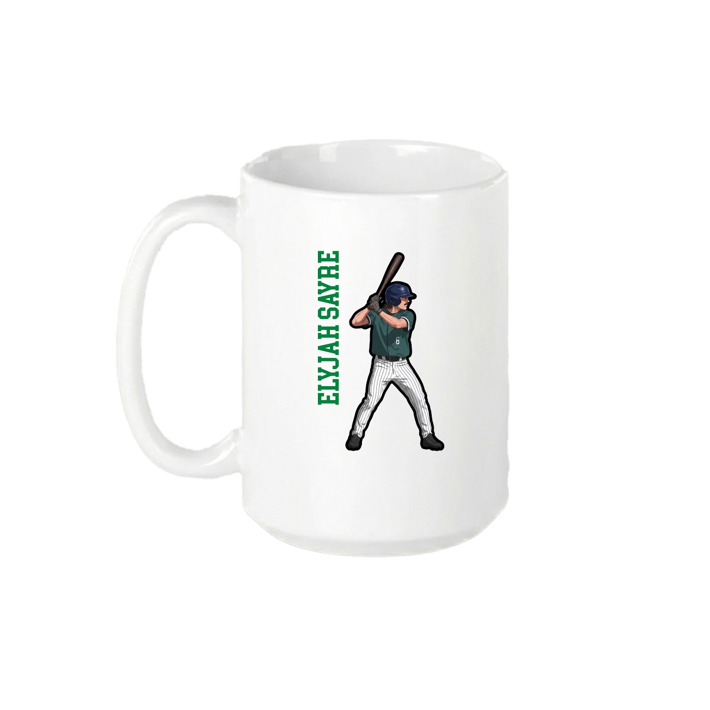 15oz Coffee Mug — Name Vertical in White
