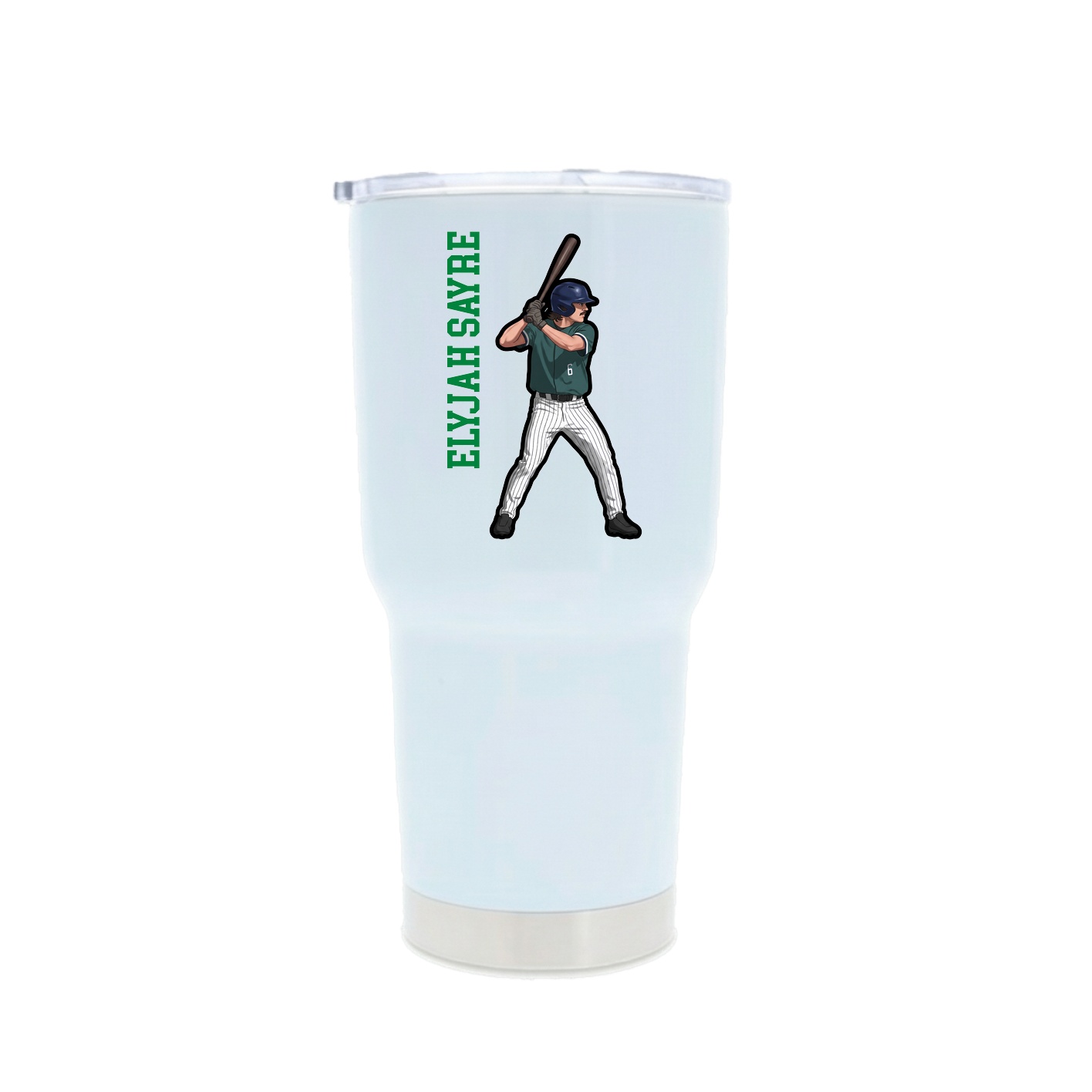 30oz Stainless Steel Tumbler — Name Vertical in White