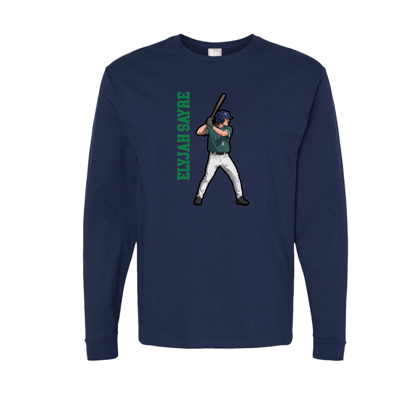 Long Sleeve Tee — Name Vertical in Navy