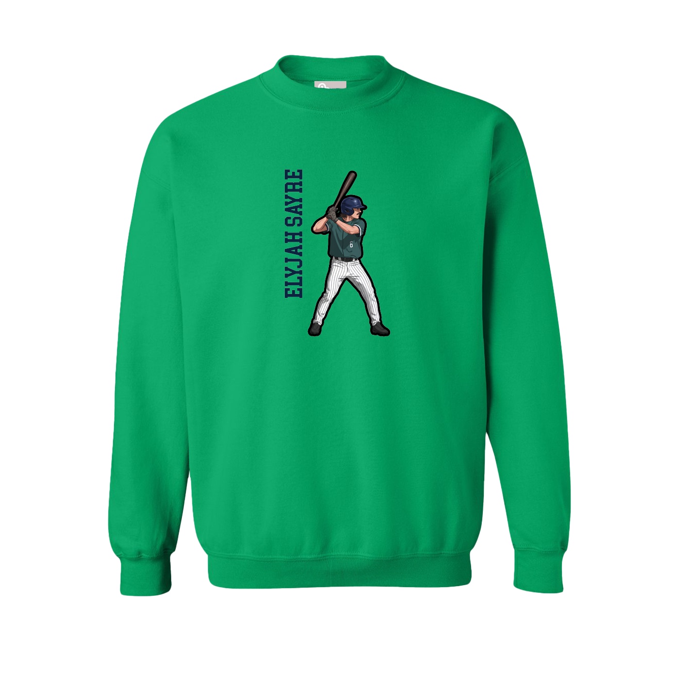 Fleece Crew — Name Vertical in Green