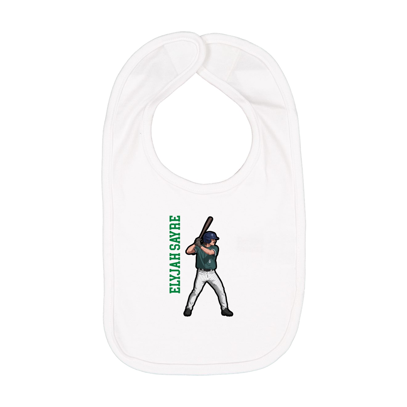 Infant Bib — Name Vertical in White