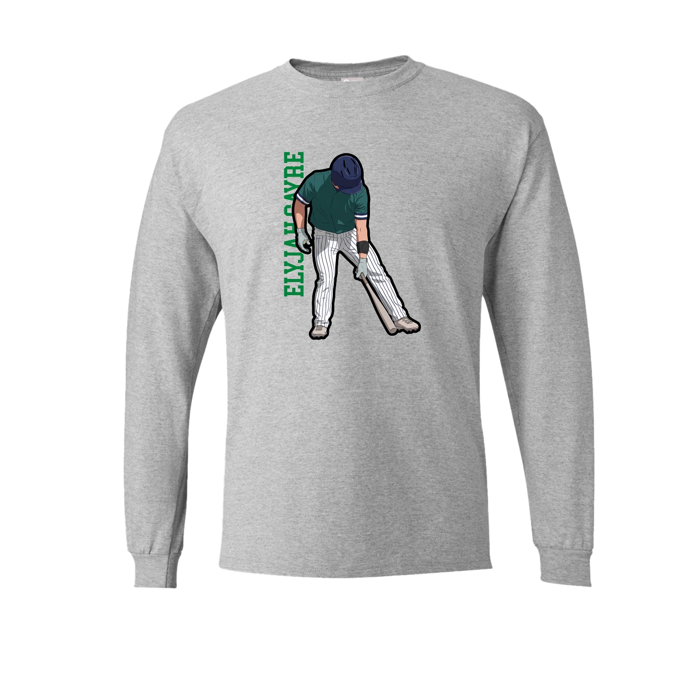Long Sleeve Tee — Name Vertical in Grey