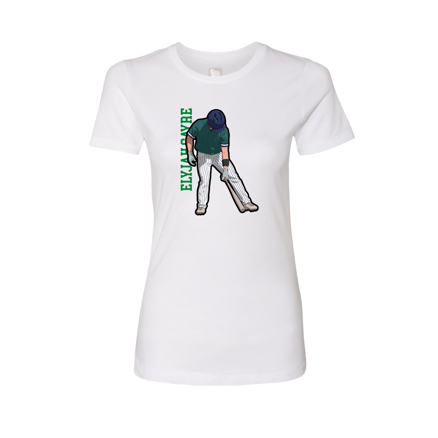 Fitted Women's Tee — Name Vertical in White