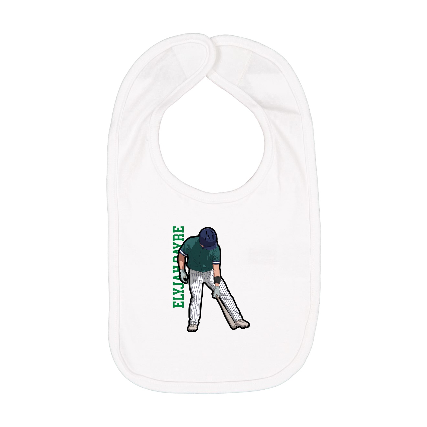 Infant Bib — Name Vertical in White