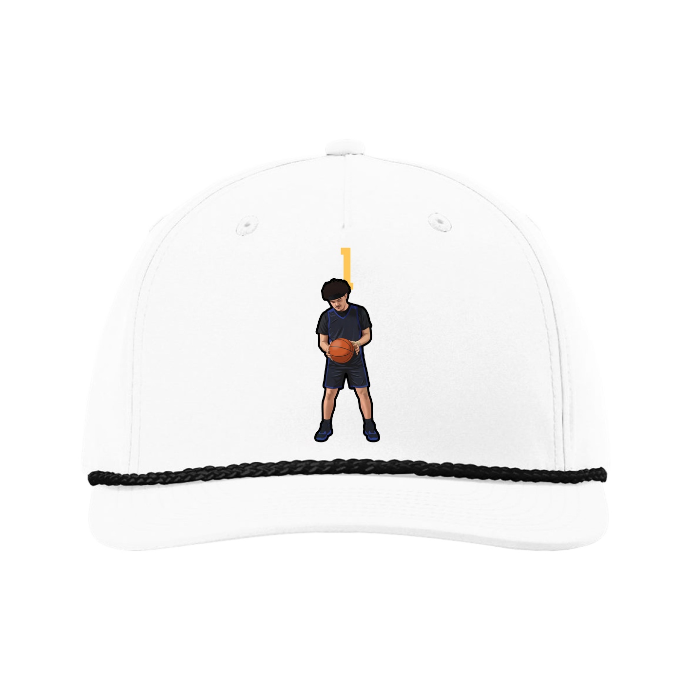 Five-Panel Classic Rope Cap — Number Top in White