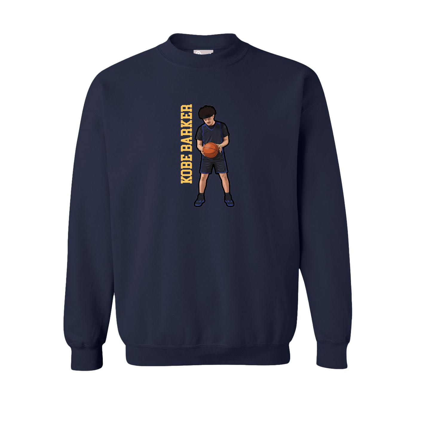 Fleece Crew — Name Vertical in Navy