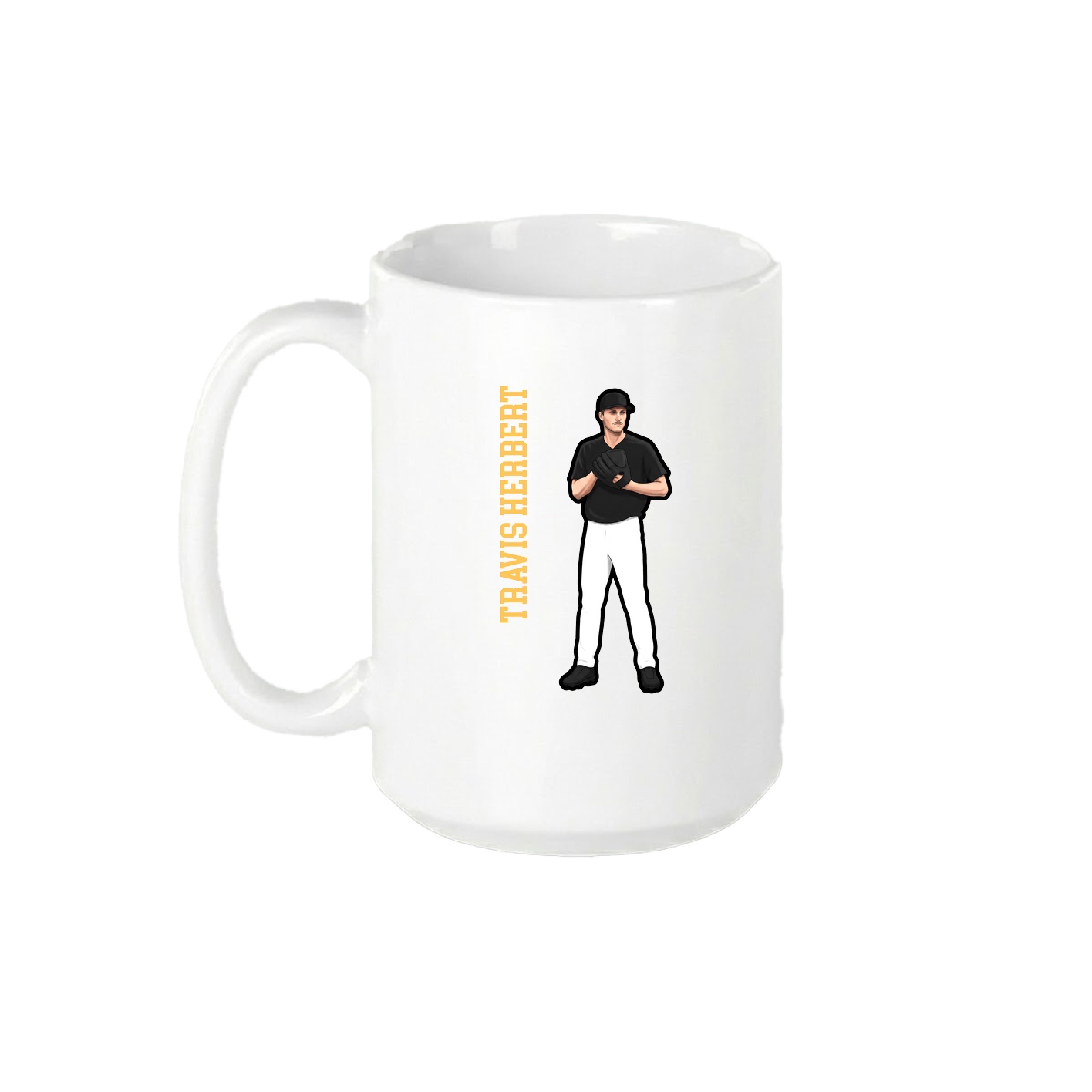 15oz Coffee Mug — Name Vertical in White